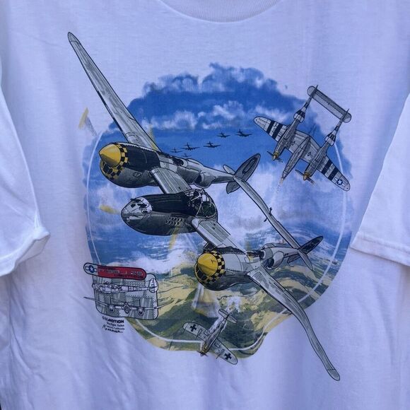 Vintage Lockheed P-38J-25 Lightning Men's T-Shirt Size Small. New Without Tags - Picture 2 of 5